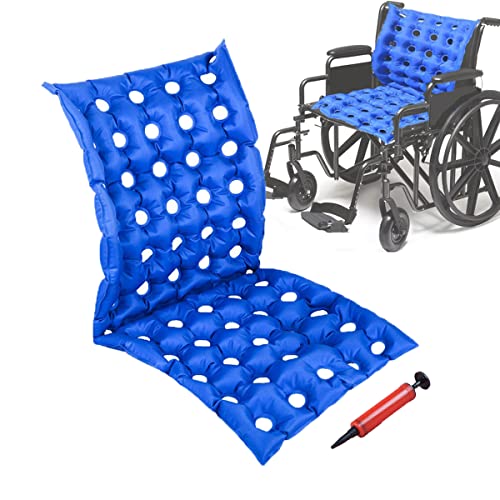 Cojín inflable del asiento de la silla de ruedas con la parte trasera completa, cojín de asiento antiescaras para los ancianos...