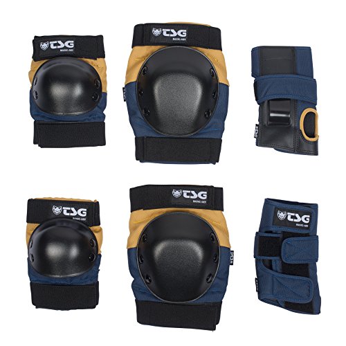 TSG Basic-Set Protector, Unisex Adulto, Azul Oscuro/Amarillo, Medium