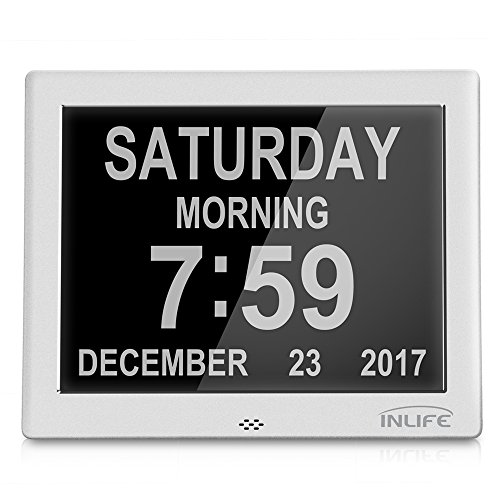 INLIFE Digital Calendario Reloj, Despertador Multifuncional con 8 Idiomas Diferentes, Soporte...