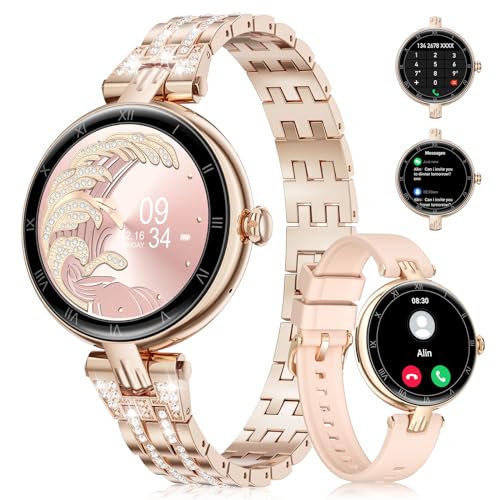 ESFOE Reloj Inteligente Mujer con Llamadas, 1.16' AMOLED Smartwatch 2 Correas 116+ Modos Deportivos con SpO2/Pulsómetro/Monitor de Sueño,...