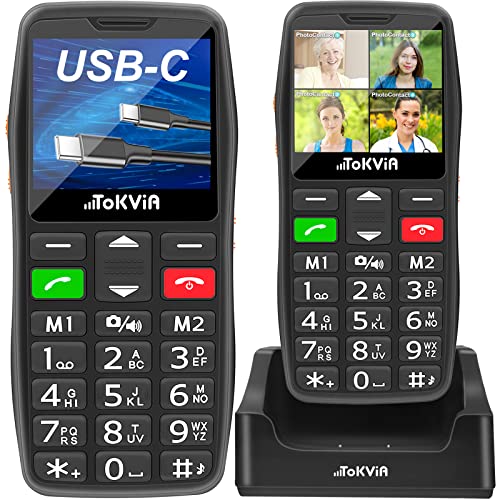 Teléfono Móvil para Mayores, Botones y Teclas Grandes, Base Cargadora, Botón SOS, Fácil de Usar, Configuración Remota, USB-C, Teléfono...