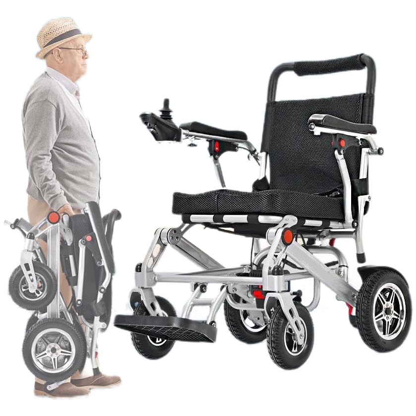 Sillas de ruedas eléctricas plegables livianas para adultos, silla de ruedas motorizada de 2x200 W para viajes/silla de ruedas motorizada...